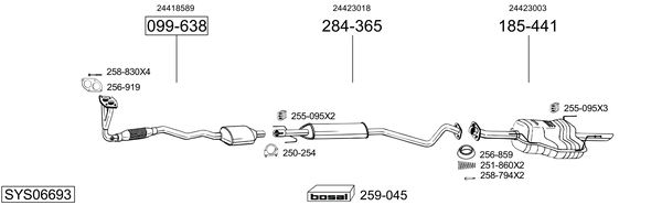 Sistema de gases de escape Vauxhall ASTRA Mk IV Estate