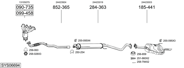 Sistema de gases de escape Vauxhall ASTRA Mk IV Estate