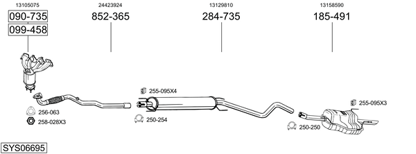 Sistema de gases de escape Vauxhall ASTRA Mk IV Estate