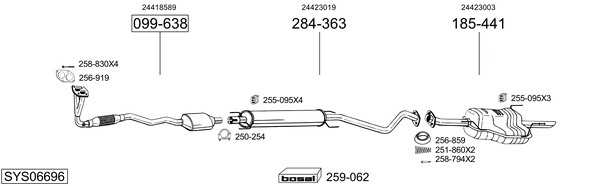 Sistema de gases de escape Vauxhall ASTRA Mk IV Estate
