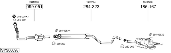 Sistema de gases de escape Vauxhall ASTRA Mk IV Estate
