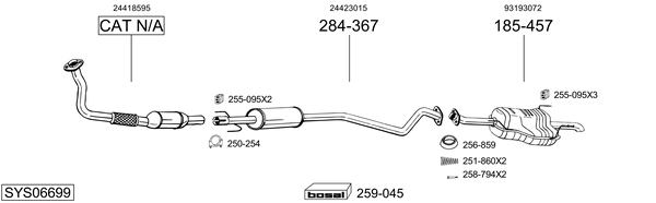 Sistema de gases de escape Vauxhall ASTRA Mk IV Hatchback