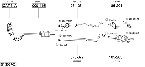 Sistema de gases de escape Vauxhall ASTRA Mk IV Hatchback