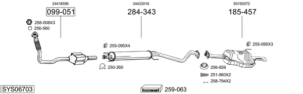 Sistema de gases de escape Vauxhall ASTRA Mk IV Hatchback