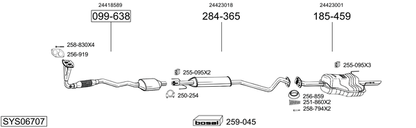 Sistema de gases de escape Vauxhall ASTRA Mk IV Hatchback