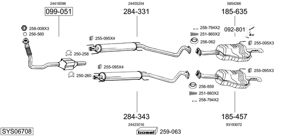 Sistema de gases de escape Vauxhall ASTRA Mk IV Hatchback