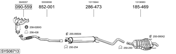 Sistema de gases de escape Vauxhall ASTRA Mk V Estate