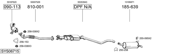 Sistema de gases de escape Vauxhall ASTRA Mk V Estate