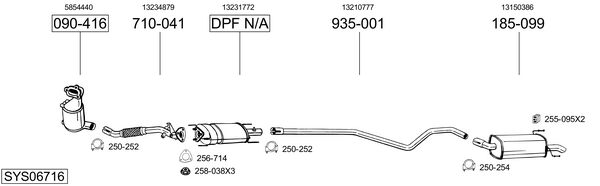 Sistema de gases de escape Vauxhall ASTRA Mk V Estate