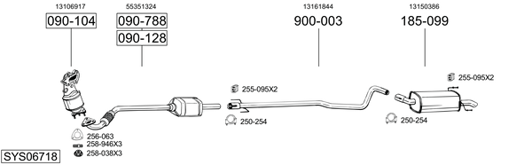 Sistema de gases de escape Vauxhall ASTRA Mk V Estate