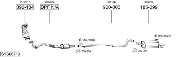 Sistema de gases de escape Vauxhall ASTRA Mk V Estate