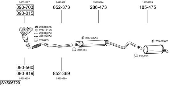 Sistema de gases de escape Vauxhall ASTRA Mk V Estate