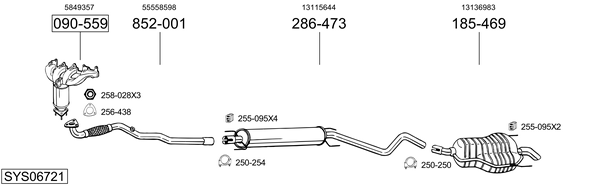 Sistema de gases de escape Vauxhall ASTRA Mk V Estate