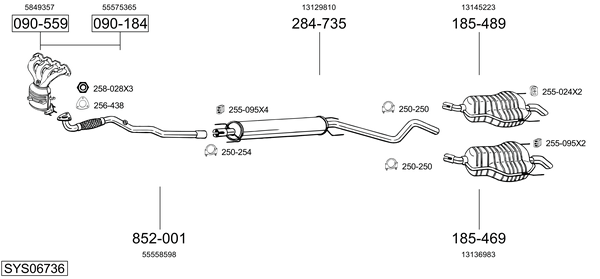 Sistema de gases de escape Vauxhall ASTRA Mk V