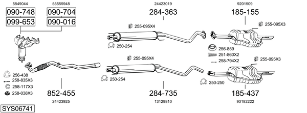 Sistema de gases de escape Vauxhall ASTRA Mk IV Coupe
