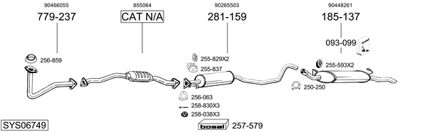 Sistema de gases de escape Vauxhall CAVALIER Mk III Hatchback