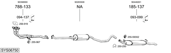 Sistema de gases de escape Vauxhall CAVALIER Mk III Hatchback