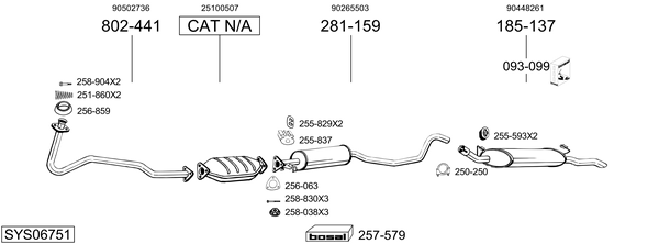 Sistema de gases de escape Vauxhall CAVALIER Mk III Hatchback
