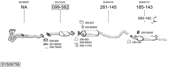 Sistema de gases de escape Vauxhall CAVALIER Mk III Hatchback