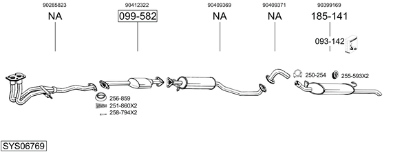Sistema de gases de escape Vauxhall CAVALIER Mk III Saloon
