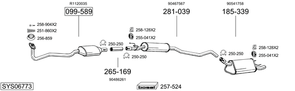 Sistema de gases de escape Vauxhall CORSA Mk I