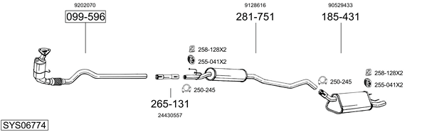 Sistema de gases de escape Vauxhall CORSA Mk I
