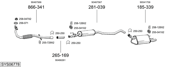 Sistema de gases de escape Vauxhall CORSA Mk I