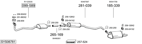 Sistema de gases de escape Vauxhall CORSA Mk I