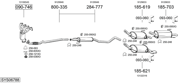 Sistema de gases de escape Vauxhall CORSA Mk II