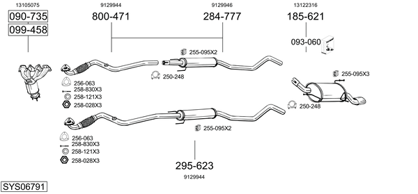 Sistema de gases de escape Vauxhall CORSA Mk II