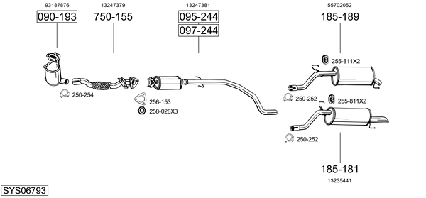 Sistema de gases de escape Vauxhall CORSA Mk III