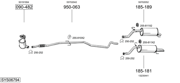 Sistema de gases de escape Vauxhall CORSA Mk III