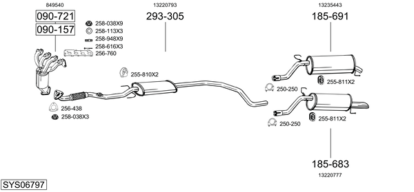 Sistema de gases de escape Vauxhall CORSA Mk III