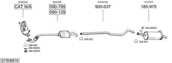 Sistema de gases de escape Vauxhall MERIVA A