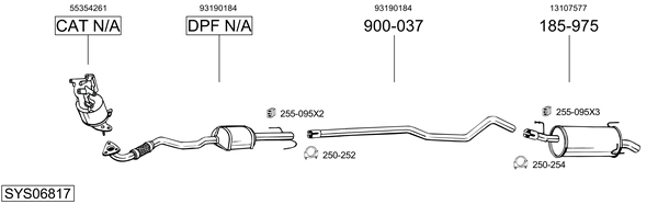 Sistema de gases de escape Vauxhall MERIVA A