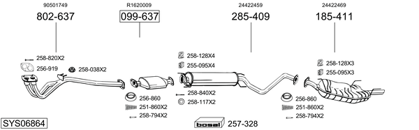 Sistema de gases de escape Vauxhall VECTRA Saloon