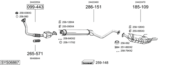 Sistema de gases de escape Vauxhall VECTRA Saloon