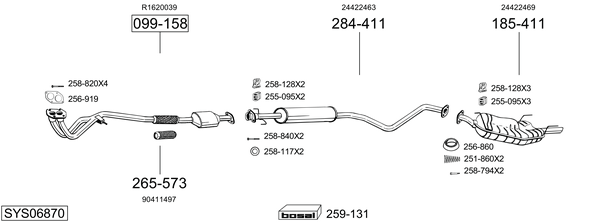 Sistema de gases de escape Vauxhall VECTRA Saloon