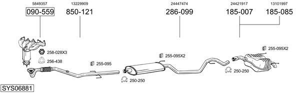 Sistema de gases de escape Vauxhall VECTRA Mk II GTS
