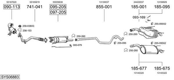Sistema de gases de escape Vauxhall VECTRA Mk II GTS