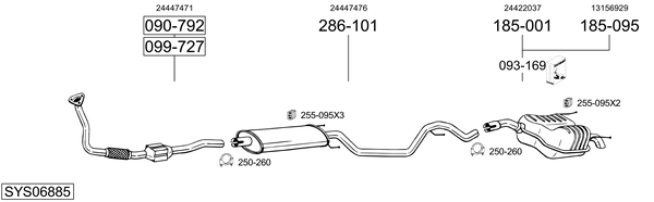 Sistema de gases de escape Vauxhall VECTRA Mk II GTS