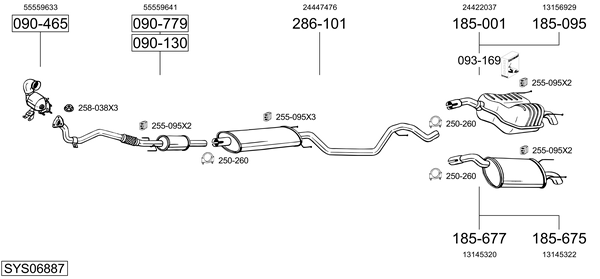 Sistema de gases de escape Vauxhall VECTRA Mk II GTS