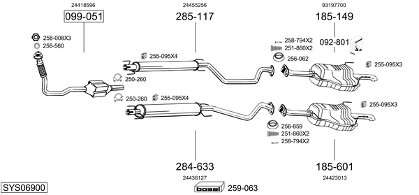 Sistema de gases de escape Vauxhall ZAFIRA A