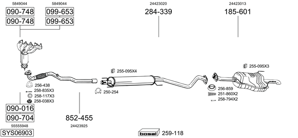 Sistema de gases de escape Vauxhall ZAFIRA A