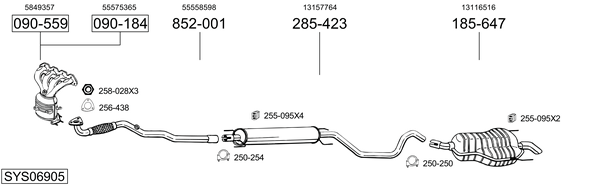 Sistema de gases de escape Vauxhall ZAFIRA Mk II