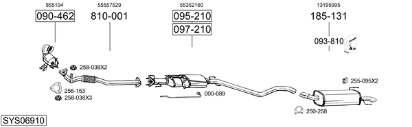 Sistema de gases de escape Vauxhall ZAFIRA Mk II