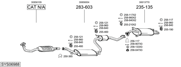 Sistema de gases de escape Volvo S40 I