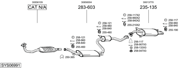 Sistema de gases de escape Volvo S40 I