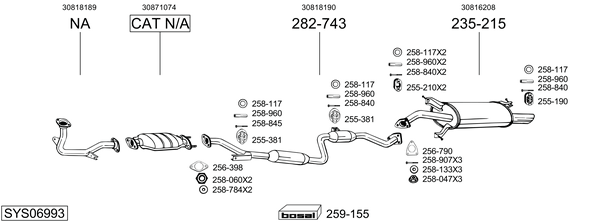 Sistema de gases de escape Volvo S40 I
