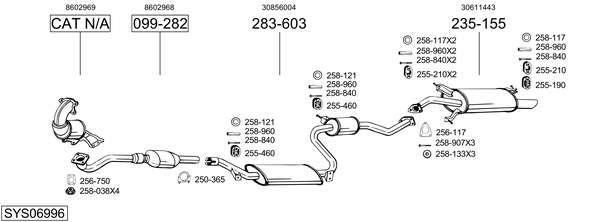Sistema de gases de escape Volvo S40 I